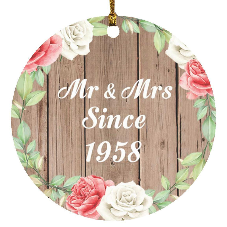 66th Anniversary Mr & Mrs Since 1958 - Circle Ornament B
