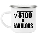 90th Birthday Square Root of 8100 & Fabulous - 12oz Camping Mug