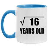 4th Birthday Square Root of 16 Years Old - 11oz Accent Mug Blue