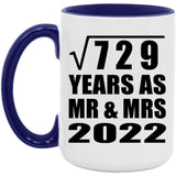 27th Anniversary Square Root of 729 Years As Mr & Mrs 2022 - 15oz Accent Mug Purple