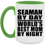 Seaman By Day World's Best Mom By Night - 15oz Accent Mug Green