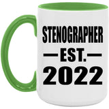 Stenographer Established EST. 2022 - 15oz Accent Mug Green