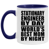 Stationary Engineer By Day World's Best Mom By Night - 11oz Accent Mug Purple