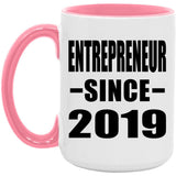 Entrepreneur Since 2019 - 15oz Accent Mug Pink