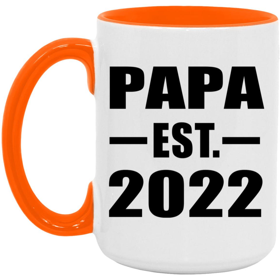 Papa Established EST. 2022 - 15oz Accent Mug Orange