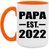 Papa Established EST. 2022 - 15oz Accent Mug Orange