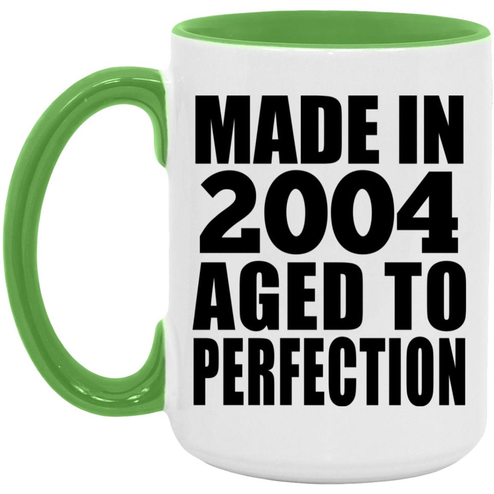 20th Birthday Made In 2004 Aged to Perfection - 15oz Accent Mug Green