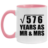 24th Anniversary Square Root of 576 Years As Mr & Mrs - 11oz Accent Mug Pink