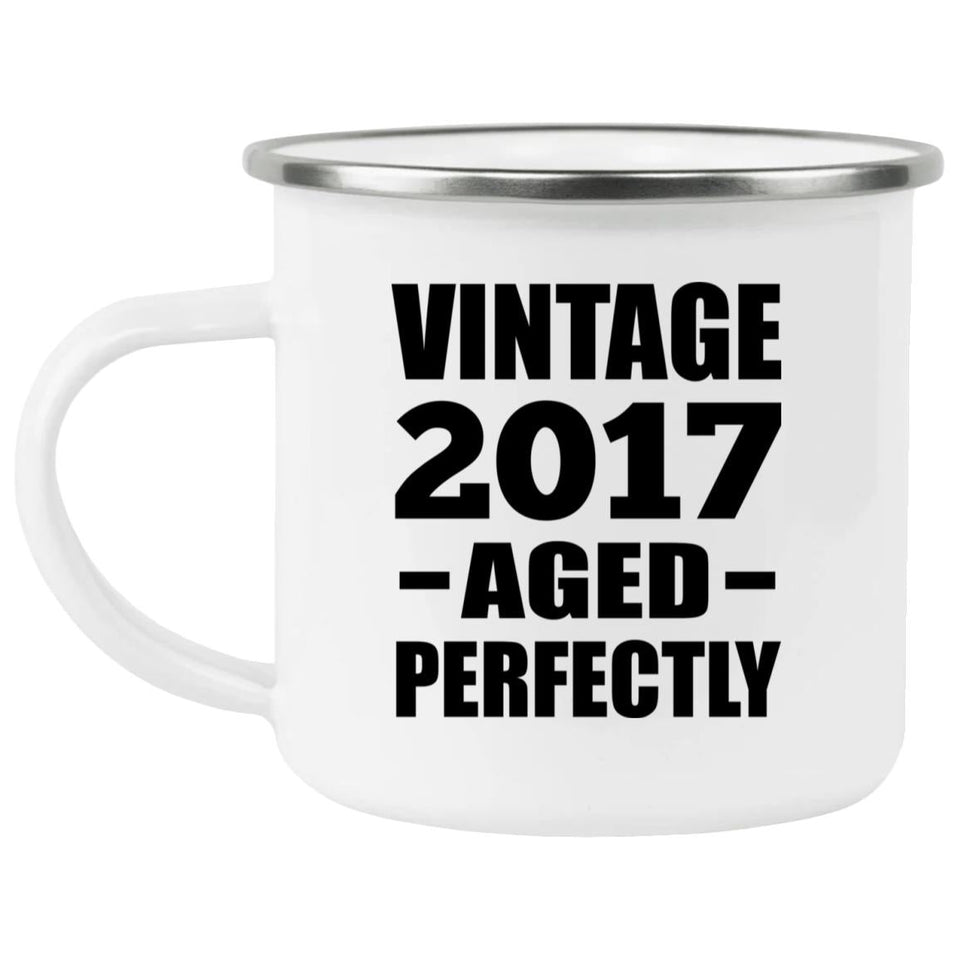 7th Birthday Vintage 2017 Aged Perfectly - 12oz Camping Mug