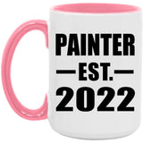 Painter Established EST. 2022 - 15oz Accent Mug Pink