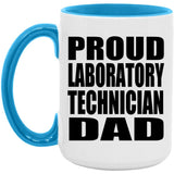 Proud Laboratory Technician Dad - 15oz Accent Mug Blue