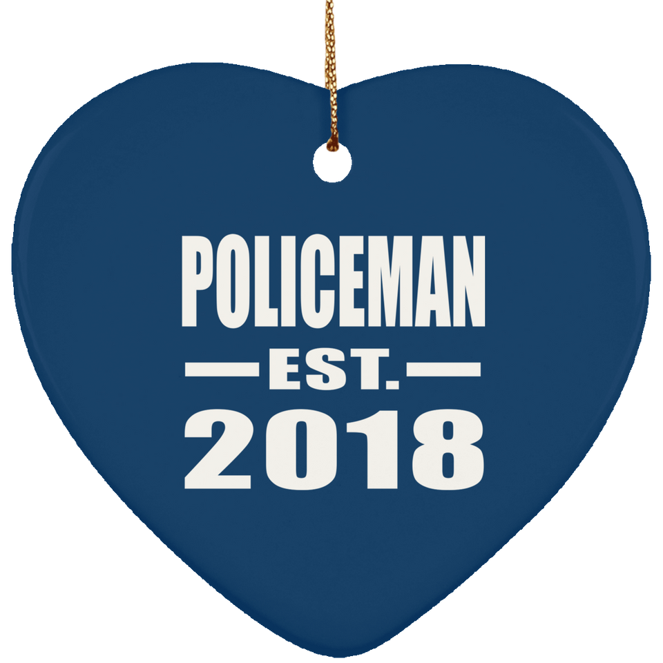 Policeman Established EST. 2018 - Heart Ornament