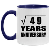 7th Anniversary Square Root of 49 Years Anniversary - 11oz Accent Mug Purple