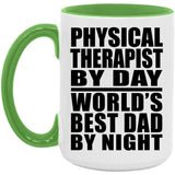 Physical Therapist By Day World's Best Dad By Night - 15oz Accent Mug Green