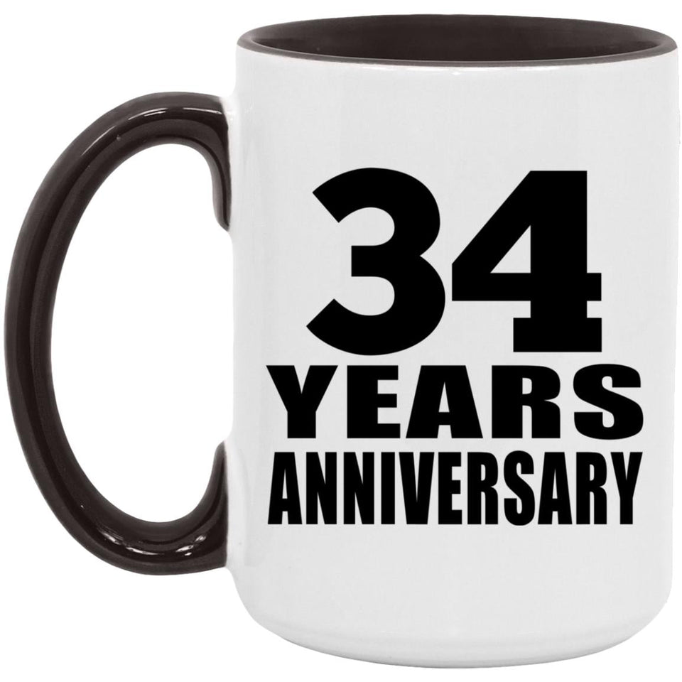 34th Anniversary 34 Years - 15oz Accent Mug Black
