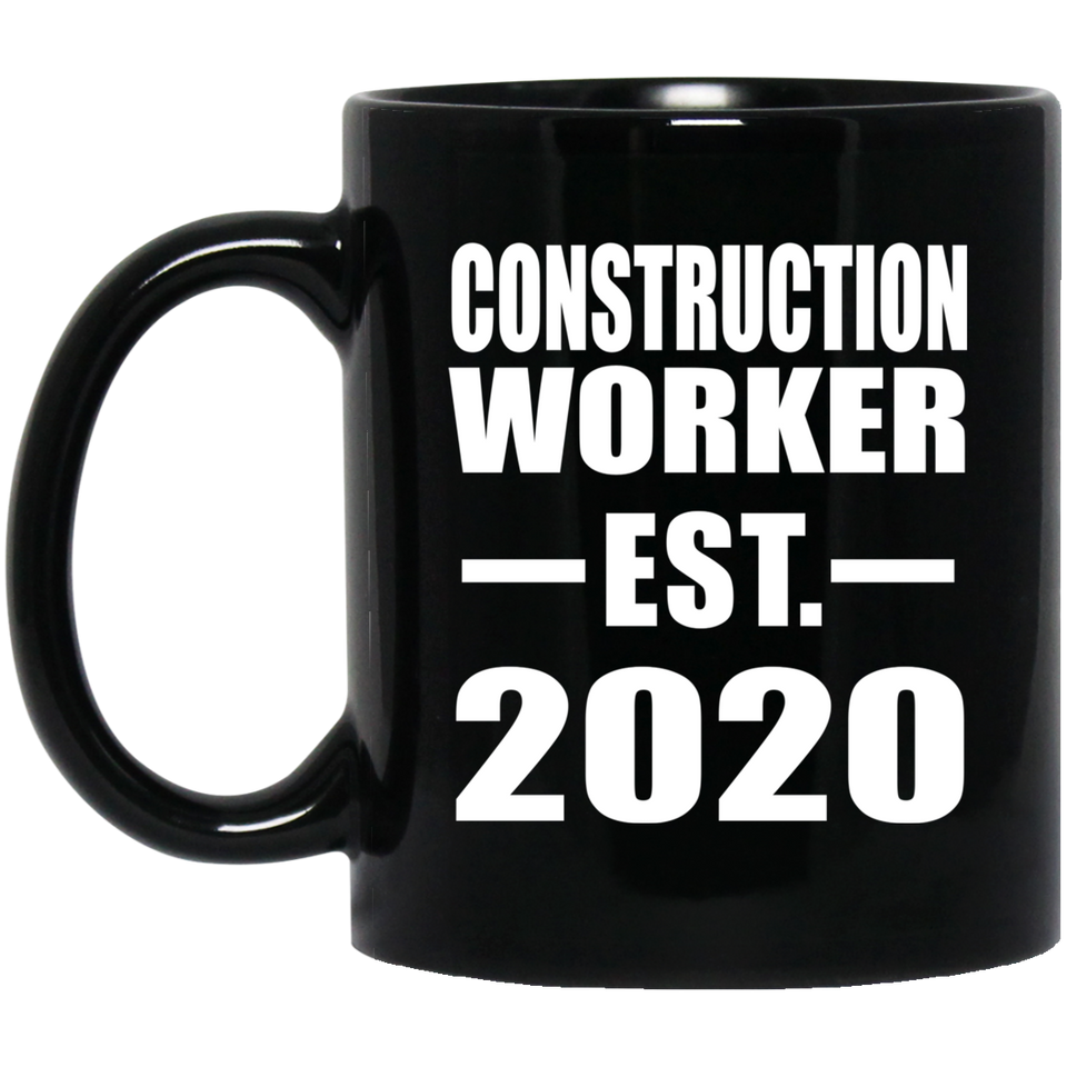 Construction Worker Established EST. 2020 - 11oz Coffee Mug Black