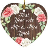 First Year As Mr & Mrs Lynch - Heart Ornament A