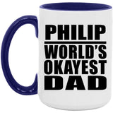 Philip World's Okayest Dad - 15oz Accent Mug Purple