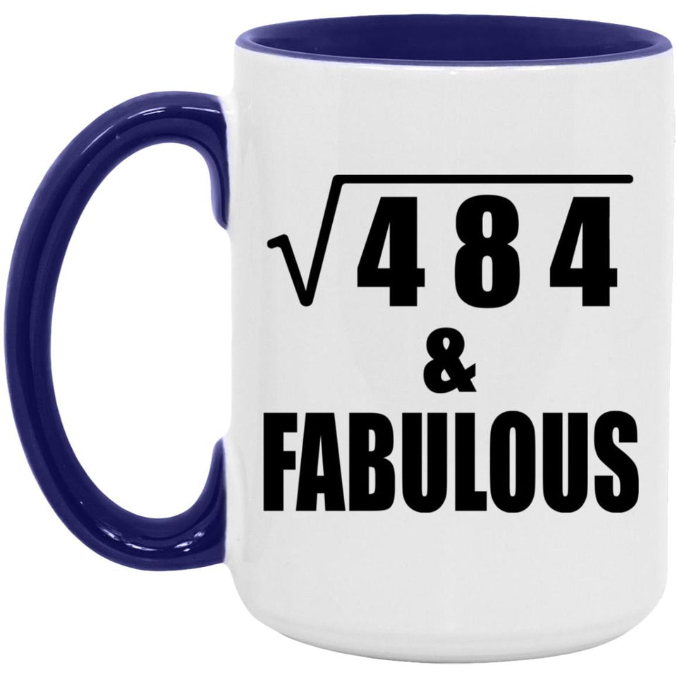 22nd Birthday Square Root of 484 & Fabulous - 15oz Accent Mug Purple