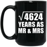 68th Anniversary Square Root of 4624 Years As Mr & Mrs - 15oz Coffee Mug Black