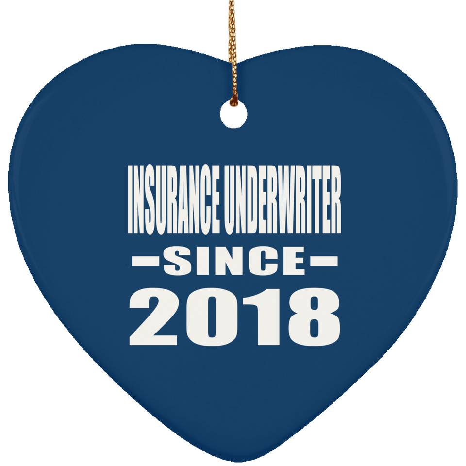 Insurance Underwriter Since 2018 - Heart Ornament