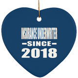 Insurance Underwriter Since 2018 - Heart Ornament