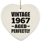 57th Birthday Vintage 1967 Aged Perfectly - Heart Ornament