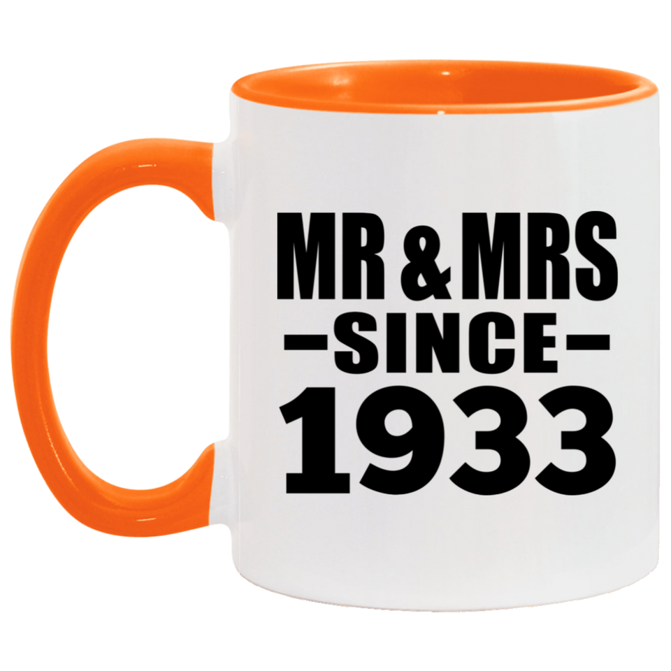 91st Anniversary Mr & Mrs Since 1933 - 11oz Accent Mug Orange