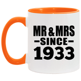 91st Anniversary Mr & Mrs Since 1933 - 11oz Accent Mug Orange