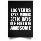 106th Birthday 106 Years 1272 Months 38716 Days Of Awesome - Poster Portrait