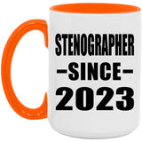 Stenographer Since 2023 - 15oz Accent Mug Orange