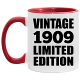 115th Birthday Vintage 1909 Limited Edition - 11oz Accent Mug Red