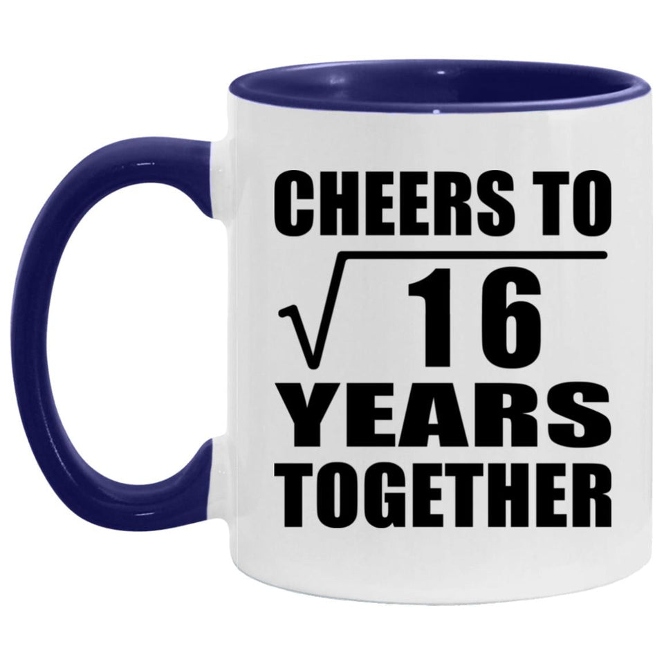 4th Anniversary Cheers To Square Root of 16 Years Together - 11oz Accent Mug Purple