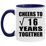 4th Anniversary Cheers To Square Root of 16 Years Together - 11oz Accent Mug Purple