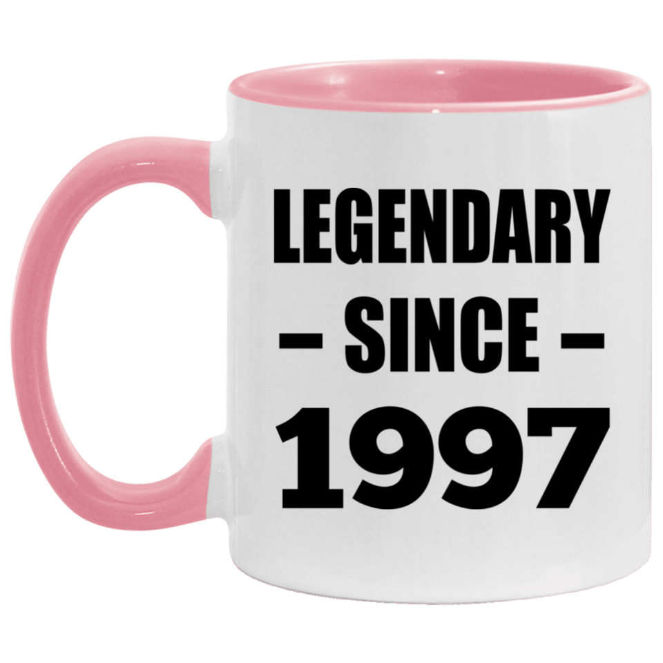 27th Birthday Legendary Since 1997 - 11oz Accent Mug Pink
