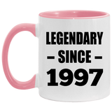 27th Birthday Legendary Since 1997 - 11oz Accent Mug Pink