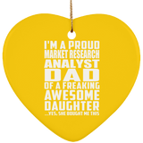 Proud Market Research Analyst Dad Of Awesome Daughter - Heart Ornament