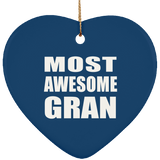 Most Awesome Gran - Heart Ornament
