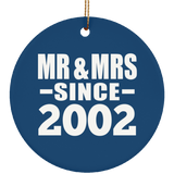 22nd Anniversary Mr & Mrs Since 2002 - Circle Ornament