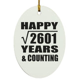 Happy 51st Anniversary Square Root of 2601 Years & Counting - Oval Ornament