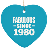 44th Birthday Fabulous Since 1980 - Heart Ornament