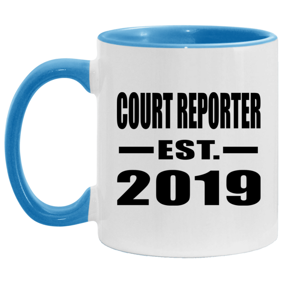 Court Reporter Established EST. 2019 - 11oz Accent Mug Blue