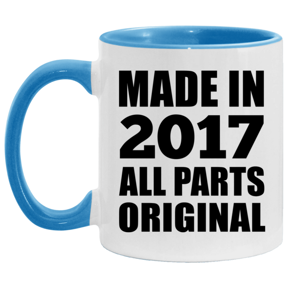 7th Birthday Made in 2017 All Parts Original - 11oz Accent Mug Blue