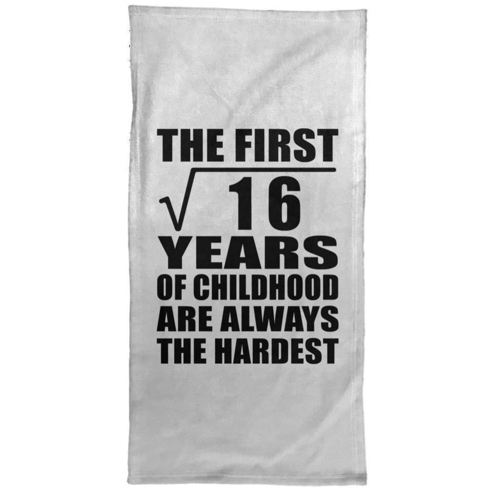 4th Birthday Square Root of 16 Years of Childhood - Hand Towel