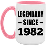42nd Birthday Legendary Since 1982 - 15oz Accent Mug Pink