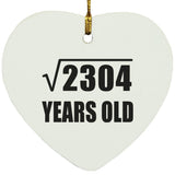 48th Birthday Square Root of 2304 Years Old - Heart Ornament