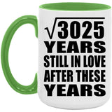 55th Anniversary Square Root of 3025 Years Still In Love - 15oz Accent Mug Green