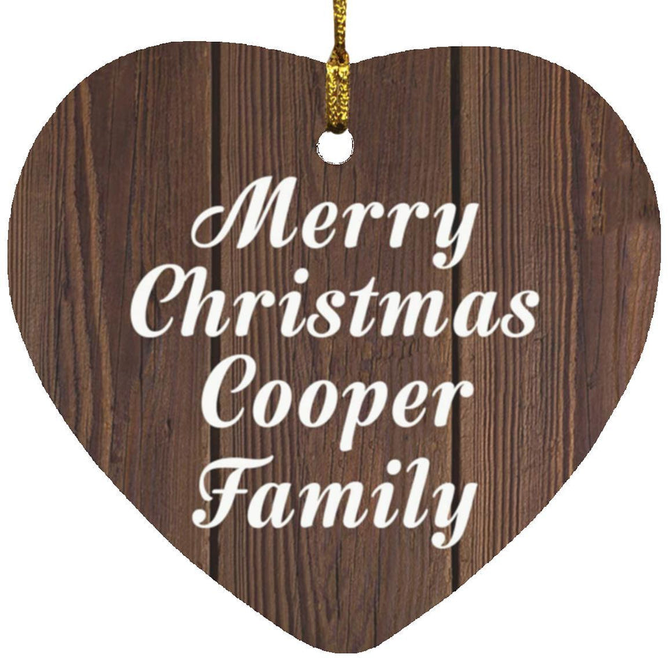 Merry Christmas Cooper Family - Heart Ornament D