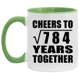 28th Anniversary Cheers To Square Root of 784 Years Together - 11oz Accent Mug Green