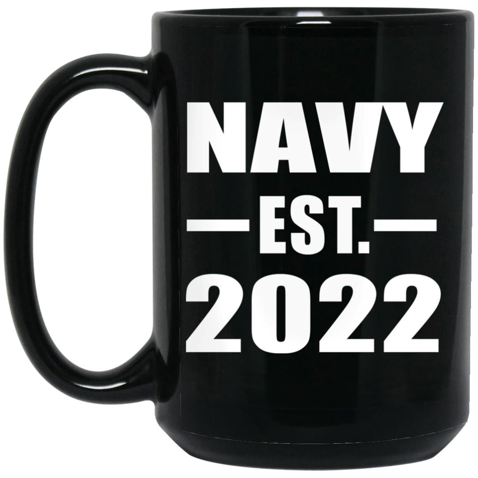 Navy Established EST. 2022 - 15oz Coffee Mug Black